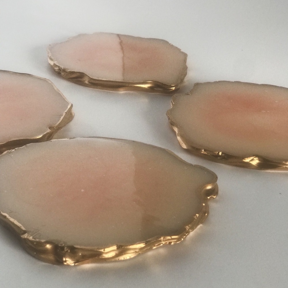 Handmade Pink Agate Resin Coasters